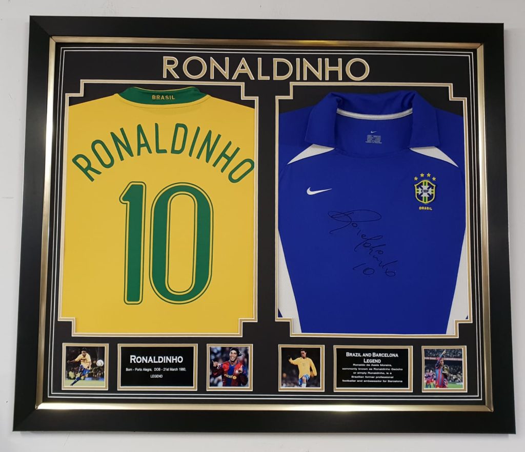 Ronaldinho Signed Brazil Football Shirt Framed Experience Epic