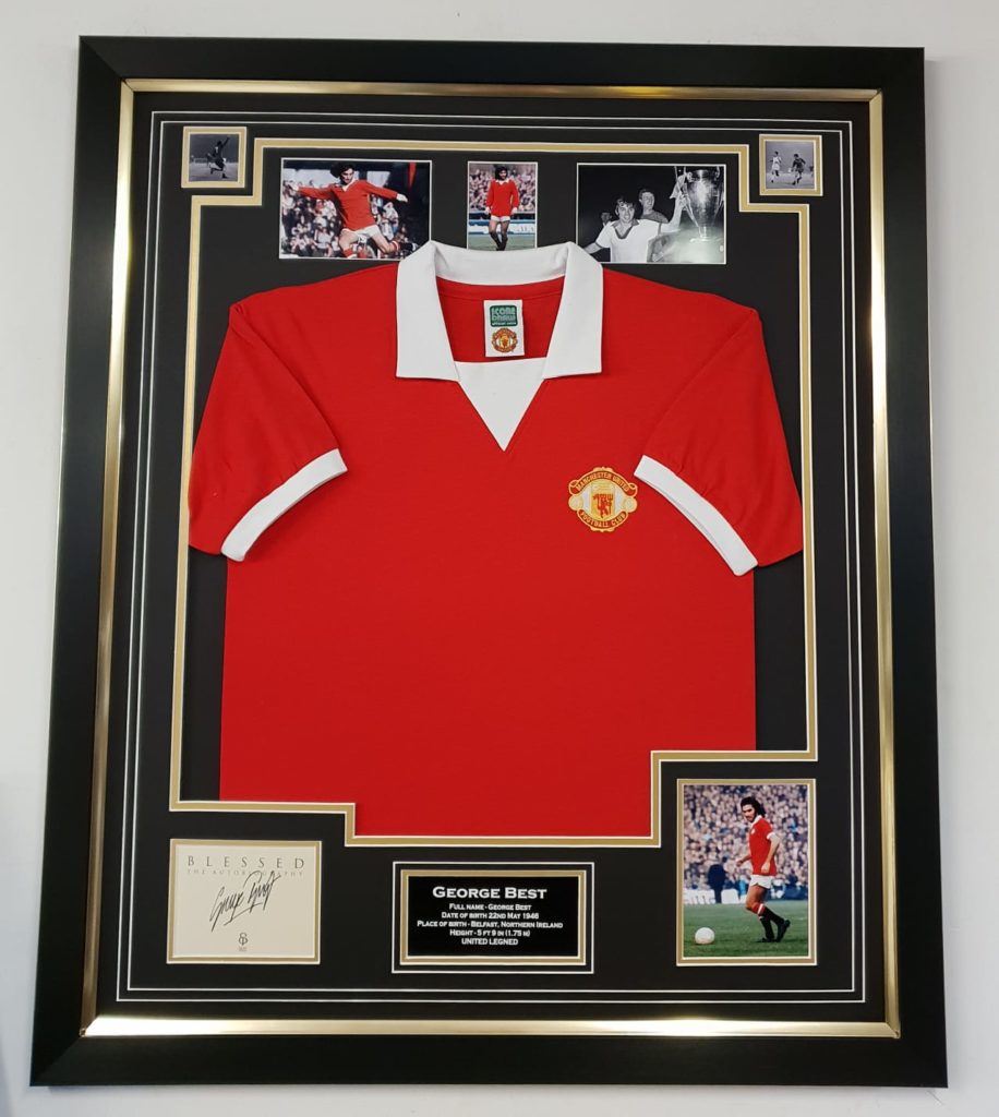 Best Signature with Retro Manchester Utd Shirt Framed