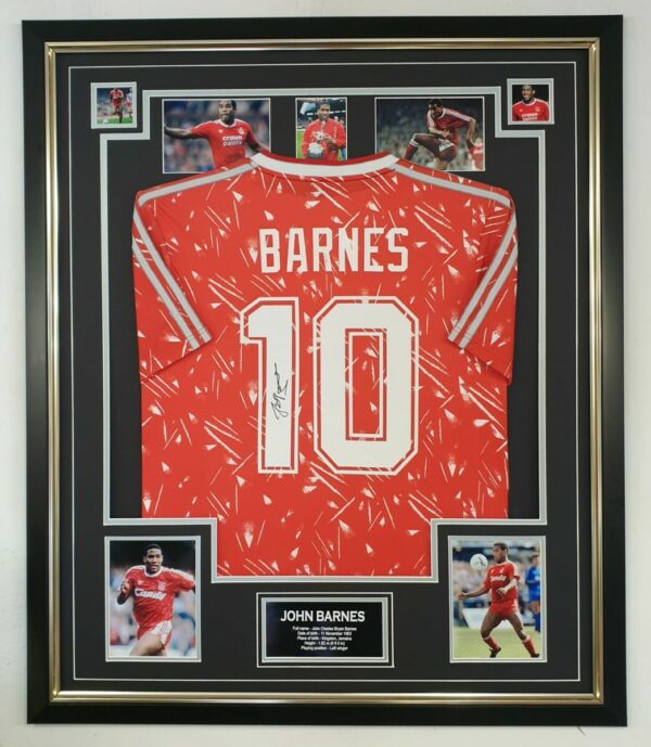 John Barnes Signed Liverpool Shirt Framed