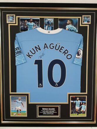 Aguero Signed Manchester City Shirt Framed