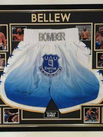 Bellew Signed Boxing Short Everton FC Framed