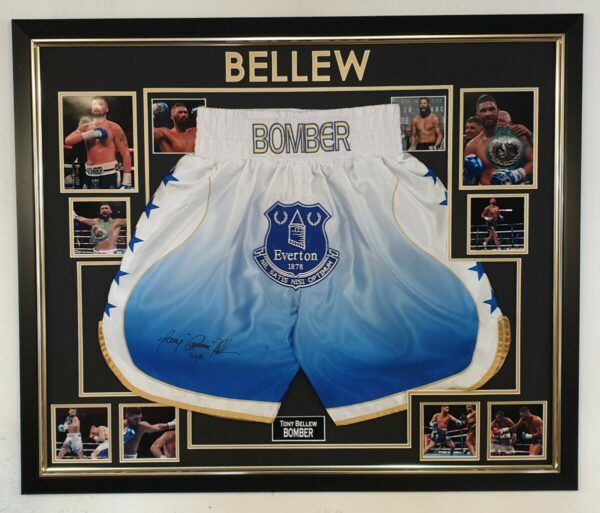 Bellew Signed Boxing Short Everton FC Framed