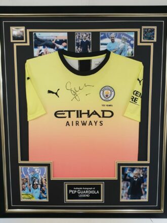 Pep Guardiola Signed Manchester City Shirt Framed