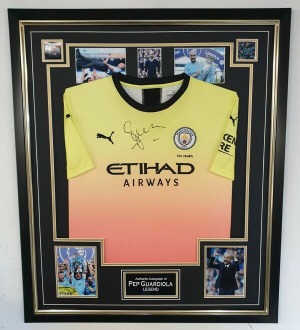 Pep Guardiola Signed Manchester City Shirt Framed