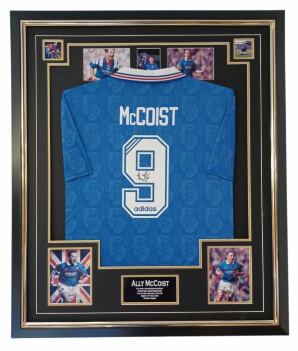 ALLY MCCOIST SIGNED RANGERS FC SHIRT FRAMED