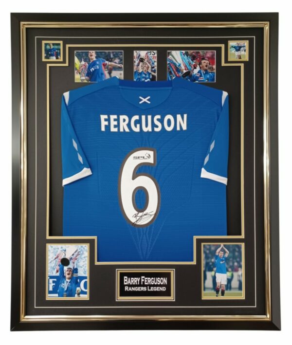 BARRY FERGUSON SIGNED RANGERS FC SHIRT FRAMED