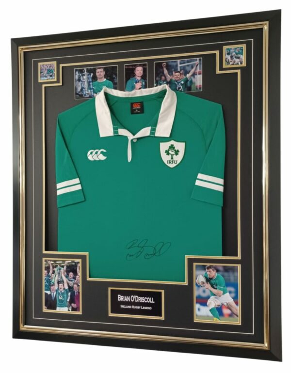 BRIAN O'DRISCOLL SIGNED IRELAND RUGBY JERSEY FRAMED