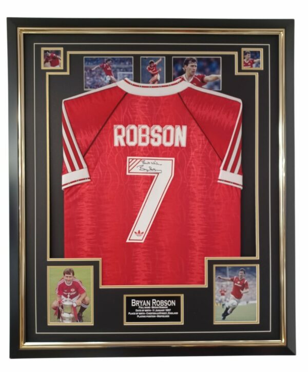 BRYAN ROBSON MANCHESTER UTD SIGNED SHIRT FRAMED