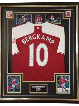 DENNIS BERGKAMP SIGNED ARSENAL FC SHIRT FRAMED