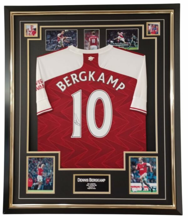 DENNIS BERGKAMP SIGNED ARSENAL FC SHIRT FRAMED