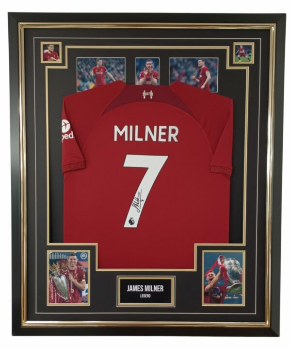 JAMES MILNER SIGNED LIVERPOOL FC SHIRT FRAMED