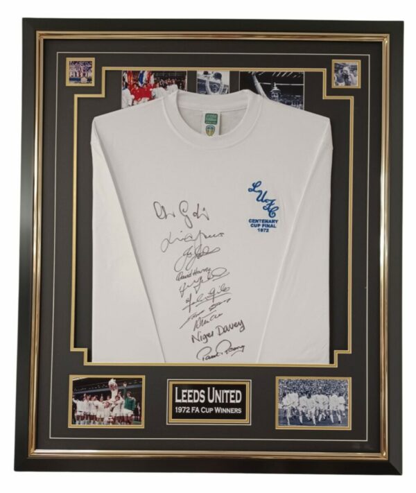 LEEDS UNITED FC 1972 FA CUP WINNERS SIGNED SHIRT FRAMED