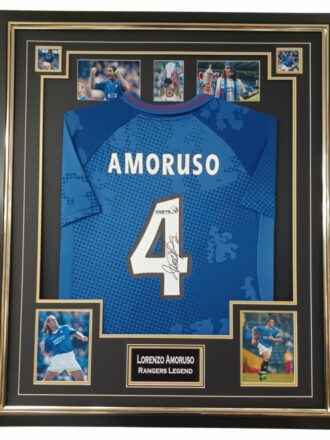 LORENZO AMORUSO SIGNED RANGERS FC SHIRT FRAMED