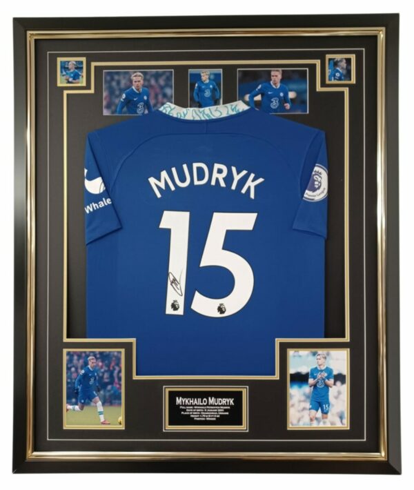 MYKHALO MUDRYK SIGNED CHELSEA FC SHIRT FRAMED